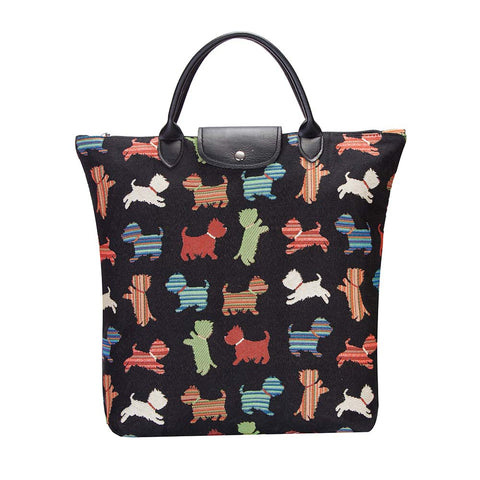 Signare Women's Fashion Tapestry Shopper Bag - Fashion Dog Design.