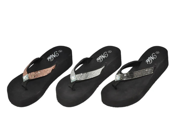 NIKI WOMEN'S SANDALS Bling Flip Flops Toe Thong New! 3018 SQ.