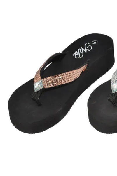 NIKI WOMEN'S SANDALS Bling Flip Flops Toe Thong New! 3018 SQ.