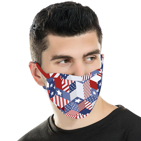 SFCM-017 American Bling 1 Pc Pack US Flag Fabric Double Layer Fashion Mask New