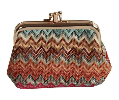 Signare Colorful Multi-Color Aztec  Double Section Coin Frame Purse Tapestry