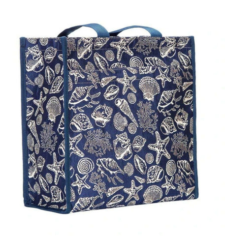 Signare Womens Fashion Tapestry Shopper Bag Shoulder Bag SEA SHELLS Design