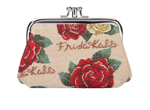 FRIDA KAHLO ROSE COIN CLASP FRAME PURSE WALLET BY SIGNARE