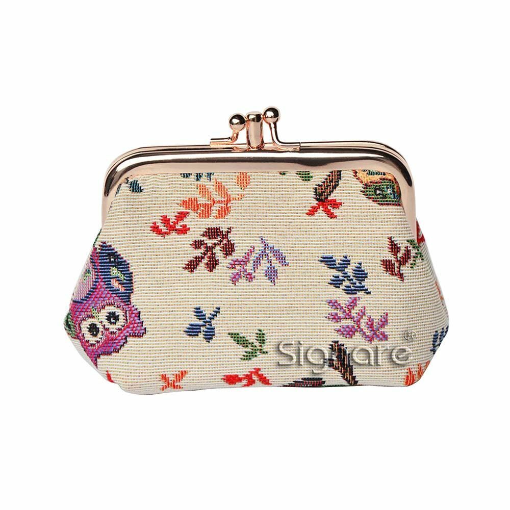 Signare Owl Double Section Coin Frame Purse Tapestry