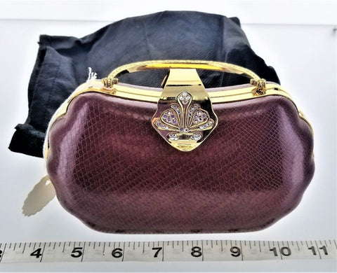 Women's Small Medal Evening Bag w/Handle Brown Faux Leather IHG -D10847 New