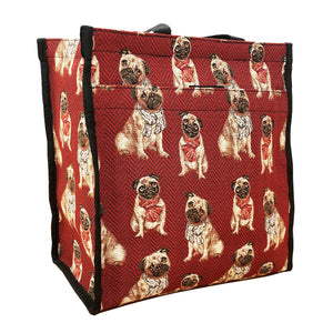 Signare Womens Tapestry Shopper Bag Tote Pug Dog.
