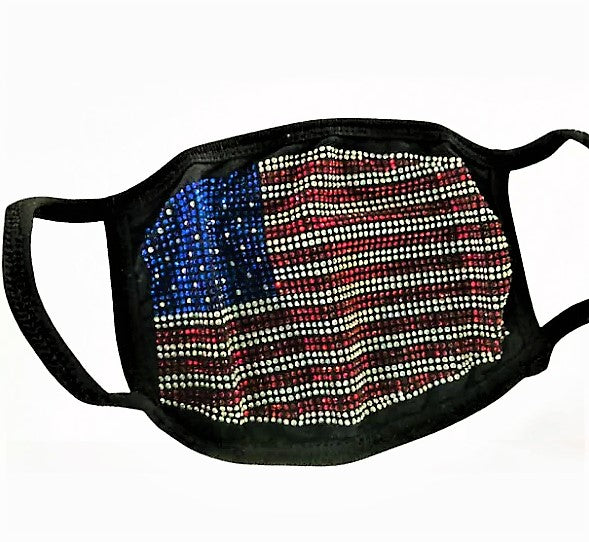 FASHION FACE MASK Washable Reusable Montana West Bling American Flag.