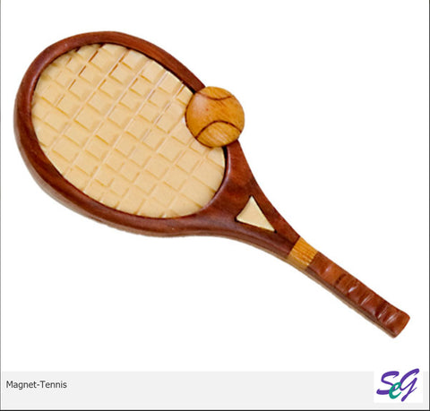 Intarsia Wood Magnet-Tennis Racket Magnet.