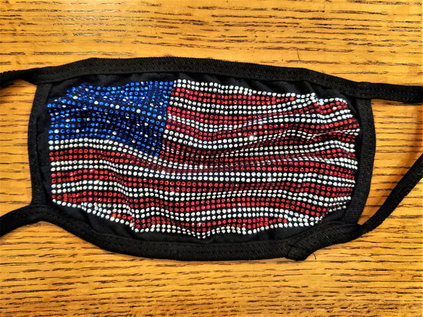 FASHION FACE MASK Washable Reusable Montana West Bling American Flag.
