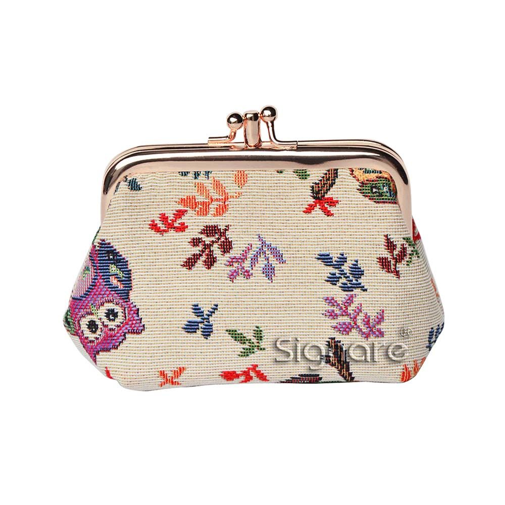 Signare Owl Double Section Coin Frame Purse Tapestry.