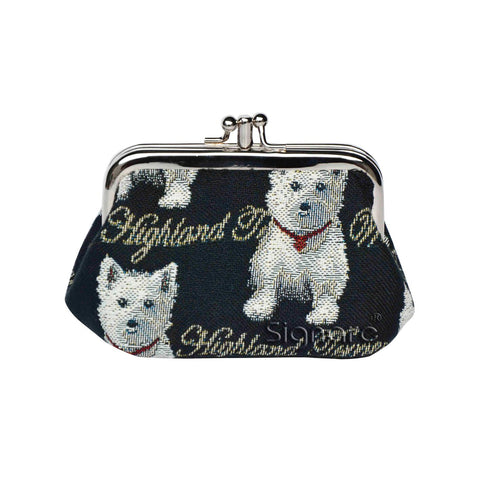 Signare Westie Dog Double Section Coin Frame Purse Tapestry.